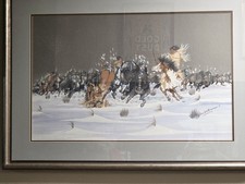 Comanche Doc Tate Nevaquaya Original Painting Winter Buffalo Hunt picture