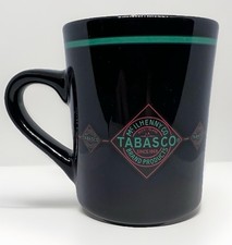 Rare Vintage Gloss Black Tabasco McIlhenny Co. Brand Coffee Mug Hot Sauce Cup picture