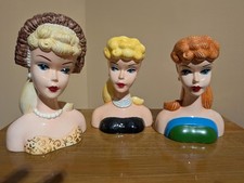 3 lot Figurine Barbie head vases picture