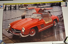 Beautiful Red Mercedes-Benz 300SL Gull Wing on Dock POSTER 24x36