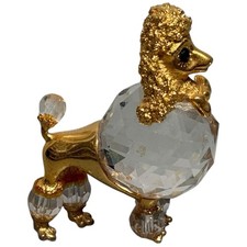 Vintage 1983 Swarovski Crystal Trimlite Poodle Mini Figurine 24K Gold Plate 