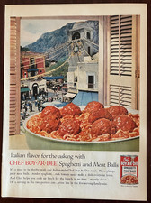 1958 Chef Boy-Ar-Dee Spaghetti & Meatballs Vintage Print Ad Italian Style picture