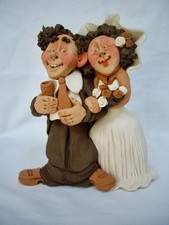 Handmade Denis Filster Bride and Groom Clay Figurine picture