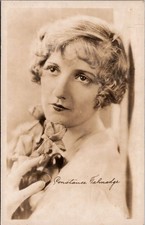 Constance Talmadge Silent Film Star RPPC Postcard Portrait w/ Rose 1910s-20s picture
