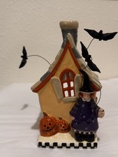 Williraye Studio Halloween Haunted House Luminary Candle Tea Light Witch Bats picture