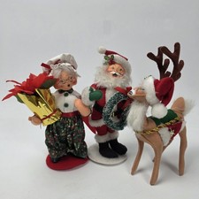 Vtg Annalee Dolls Santa & Mrs Claus & Reindeer Set Of 3 Christmas '02 '09 '11 picture