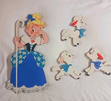 Vintage 1950'S Dolly Toys LITTLE BO PEEP PIN UPS Nursery Wall Hanging #229 Set picture