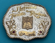 VTG Rare 1993 NFR National Finals Rodeo Vegas NV Premium ADM Trophy Belt Buckle picture
