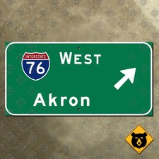 Ohio Turnpike Akron Interstate 76 west highway freeway road exit sign 24x12 picture