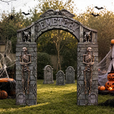 Halloween Decorations 7 PCS Cemetery Archway Tombstones Skeleton Cardboard Set picture