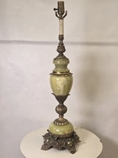 Vintage green onyx and ornate brass table lamp picture