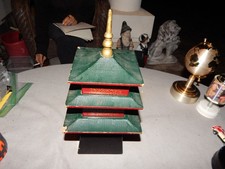 Vintage K/S Wood Chinese Pagoda Musical Cigarette Dispenser Estate Find picture
