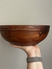 Vintage Hand-Turned Wood Bowl 10.5” picture