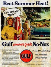 BEAT SUMMER HEAT GULF SUMMER NO NOX HEAVY DUTY USA MADE METAL ADVERTISING SIGN picture