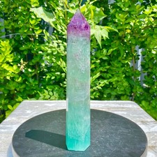 1.38LB Natural Rainbow Fluorite Obelisk Quartz Crystal Wand Tower Point Heal picture