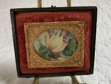 Vintage Antique Victorian Trade Card Ephemera Framed, Union Case, Flowers picture
