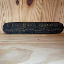 Antique E.E. Forbes Piano Co Cast Iron Piano Nameplate Sign Alabama picture