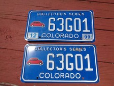 Vintage 1999 Colorado License Plate Collector's Series Set Metal Embossed 63G01 picture