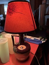 Early Midcentury Little Ceramic Jug Lamp With Shade picture