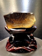 4.17lb Rare Top Natural golden rutile rutile crystal Quartz specimen Reiki+stand picture