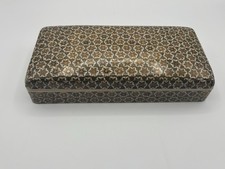 Vintage Persian Khatam Micro Mosaic Inlaid Wood Jewelry Trinket Box 8.5” picture