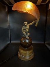 Maitland Smith ? Monkey lamp with Palm Leaf Shade READ Reproduction? Very Cool picture