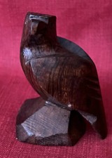 VINTAGE HAND CARVED WOOD IRONWOOD FIGURINE BALD EAGLE FALCON BIRD SCULPTURE picture