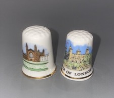 2 Piece Porcelain Thimbles Cambridge England And Tower Of London picture