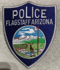 ARIZONA - RARE VERSION  FLAGSTAFF POLICE-  BLUE/SILVER BORDER- FULLY EMBROIDERED picture