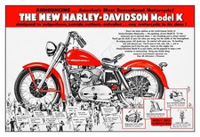 Harley Davidson 1952 Model K – Vintage-Style Advertising Poster picture