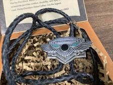 Harley Davidson Silver Tone Eagle Wing  Bolo Tie Vintage 1990s New Southwest  picture
