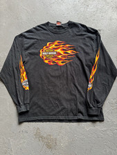 Vintage 2000s Harley-Davidson Flame Sleeve Long Sleeve Black T-Shirt XL picture