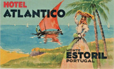 Original Vintage Luggage Label Hotel Atlantico Estoril Portugal 1930s A9o picture