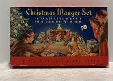 1950s Vintage Complete Cardboard Manger Set Original Box Christmas Nativity 743 picture