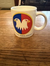 Vintage US ARMY RESERVE COMMAND White Coffee Mug Cool Logo Double Eagle picture