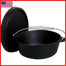 King Kooker 12 Qt. Seasoned Cast Iron Dutch Oven Cast Iron Lid,Black CI12SA picture