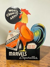 1940s Marvels Cigarettes Cardboard Display Sign Rooster Worth Crowing About Vtg picture