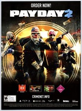 Payday 2 - PS3 Xbox 360 Game - Vintage Original Print Ad/Poster Promo Art 2013 picture