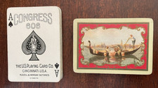 Antique c1914 Congress 606x Playing Cards Gala-Day back, 52/52, Wide USPCC no J picture
