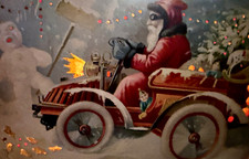 RARE~Hold to Light ~SANTA CLAUS ~Antique ~Novelty HTL  Christmas  Postcard - picture