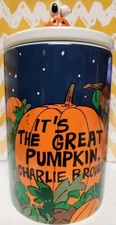Peanuts IT’S THE GREAT PUMPKIN, CHARLIE BROWN  Ceramic Canister 9.75X9.75x4.75 picture