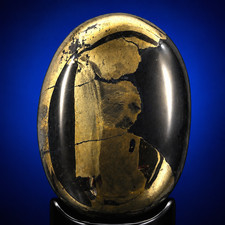 Natural Golden Pyrite Palm Stone 2 in Polished Oval Crystal Specimen picture