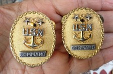2 vintage COMMAND MASTER CHIEF Uniform Badges HILBORN & HAMBURGER picture