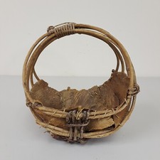 VTG American Indian Hand Basket Branch Handle & Bark Northern Plains Indigenous picture