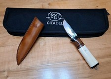 CITADEL FIXED BLADE  HUNTING KNIFE, BONE HANDLE, SHEATH + SOFT CASE picture