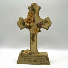  VTG 1999 Christianity Floral Cross Figurine 