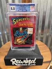 Atari 2600 Superman CIB 1981 Glue Hangtab Flap Complete In Box Game CGC 8.0 picture