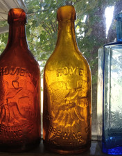 YELLOW AMBER RICHMOND,VA HOME BREWING CO EAGLE ON STUMP BLOB TOP BEER BOTTLE picture