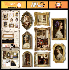 8 Pcs Vintage Picture Frames Set - Antique Gold Resin, Gallery Wall Decor, Assor picture