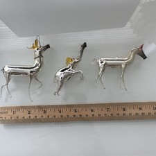 Vintage 1930s Bimini 3pcs Christmas Ornaments Germany Deer Elephant Horse red  picture